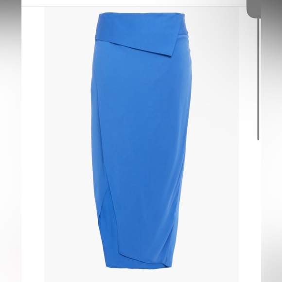 NWT Michelle Mason Wrap-effect satin-crepe midi skirt in Periwinkle - size 4 - Picture 3 of 7